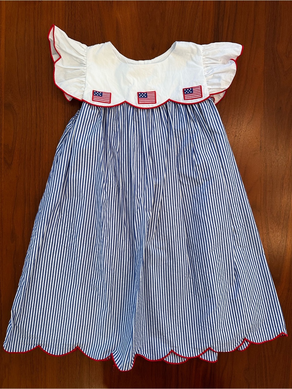 Classic Whimsy Girls Red, White & Blue Flag Embroidered Patriotic Dress size 6